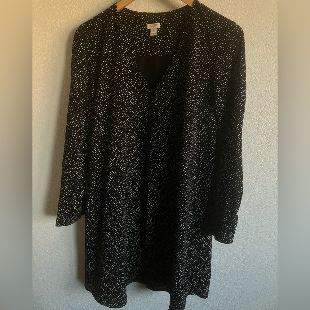 J. Crew Black and White Polka Dot Shirt Dress